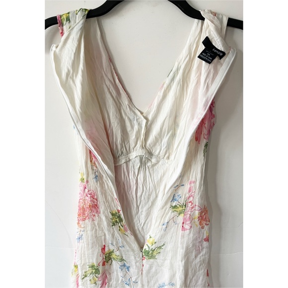 Kenzie White Pink Floral Silk V-Neck Sleeveless Dress 2 - Picture 10 of 10